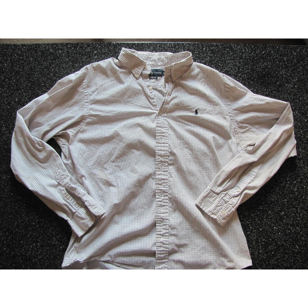 Polo Ralph Lauren Shirt Mens Large White Check Long Sleeve Button Up Casual